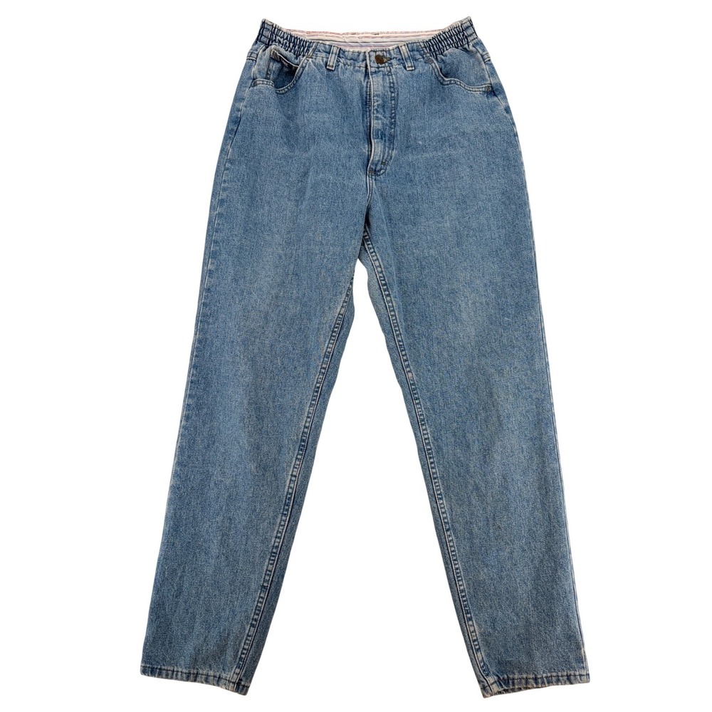 Vintage Lee High‎ Waisted Elastic Waist Jeans Blue Relaxed Tapered 14 Minimalist